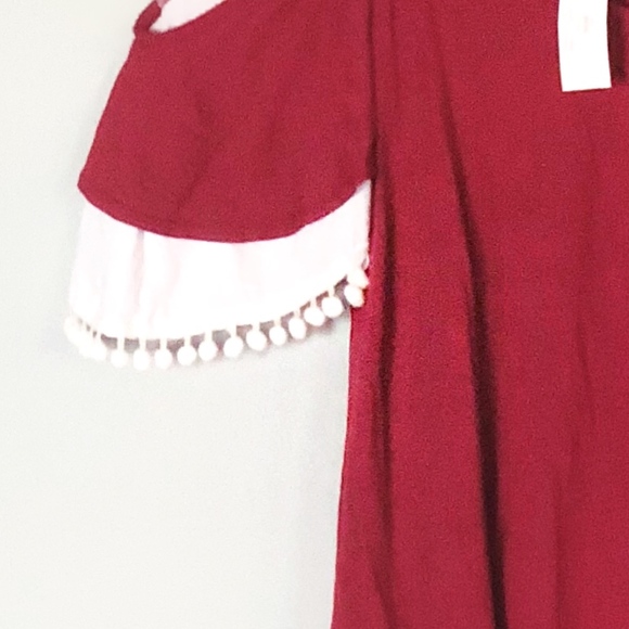 NWT Vava by Joy Han Burgundy Top w/ White Poms S - Picture 3 of 4